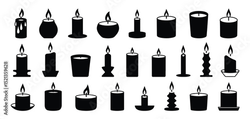 Collection of Black and White Candle Icons