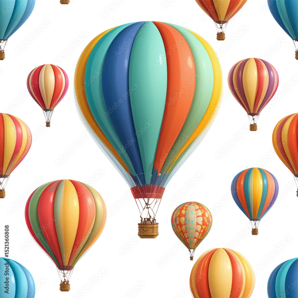 seamless pattern of colorful hot air balloons in 3D seamless pattern of colorful hot air balloons in 3D