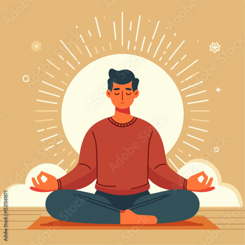 vector illustration of  a man meditaing