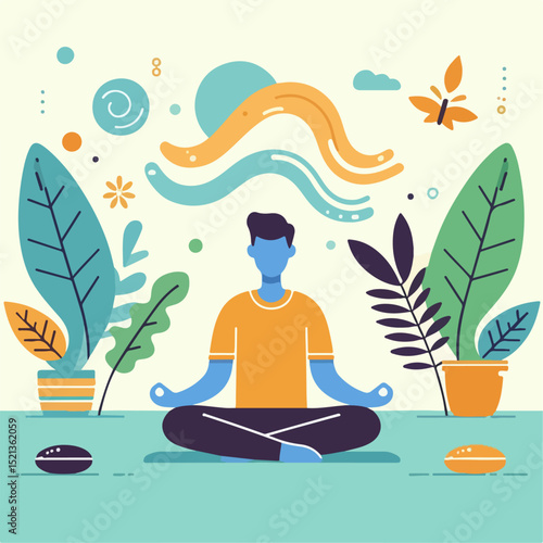 vector illustration of  a man meditaing