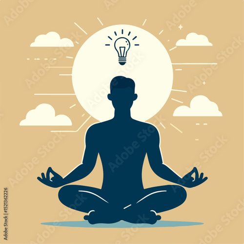vector illustration of  a man meditaing