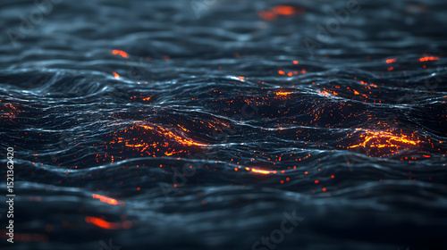 Abstract Glowing Lava Flowing Waves