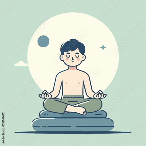 vector illustration of  a man meditaing