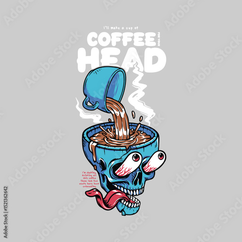 Coffee-Fueled Skull: A Fun Graphic Design for Coffee Lovers