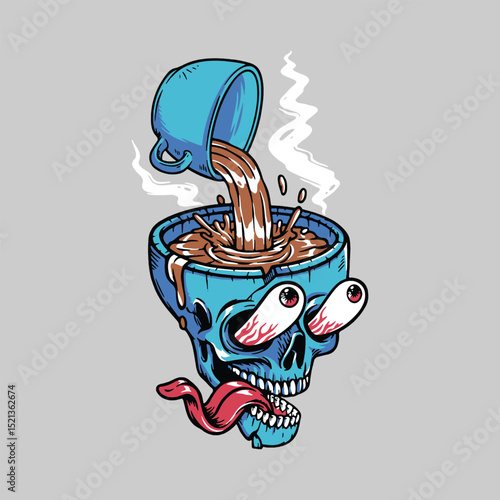 A Skull Cup Full of Coffee, Ready to Energize