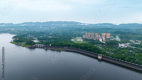 Wallpaper Mural Aerial photography of reservoir dam Torontodigital.ca