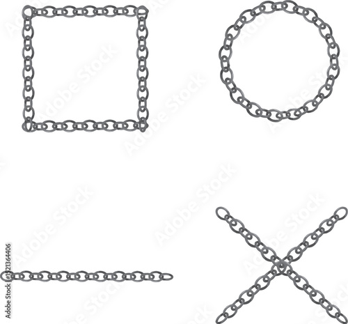 シルバーチェーンの記号アイコンセット　Adobe Illustrator Artwork