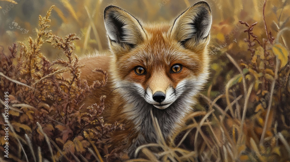 Obraz premium Red fox closeup stock photo.