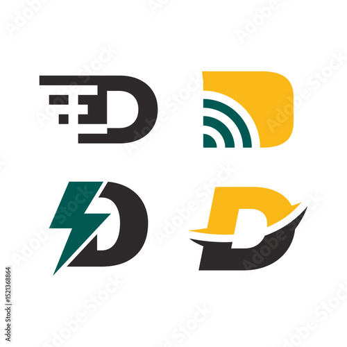 Set of Initial D letter logo design. Letter D logo Collection.