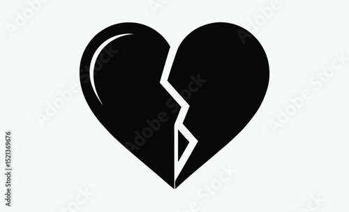 Broken heart icon, heartbreak symbol vector, flat heart illustration