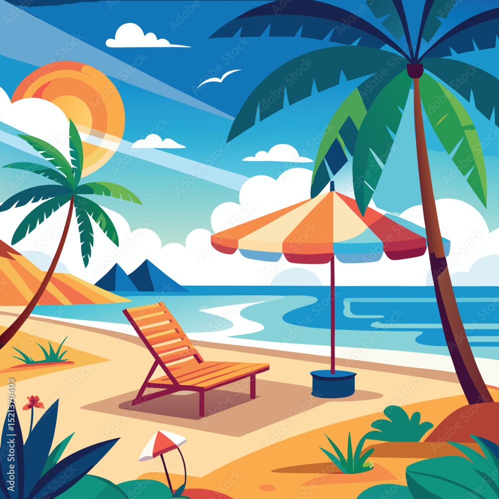 Obraz premium solitary beach setting for peaceful relaxation
