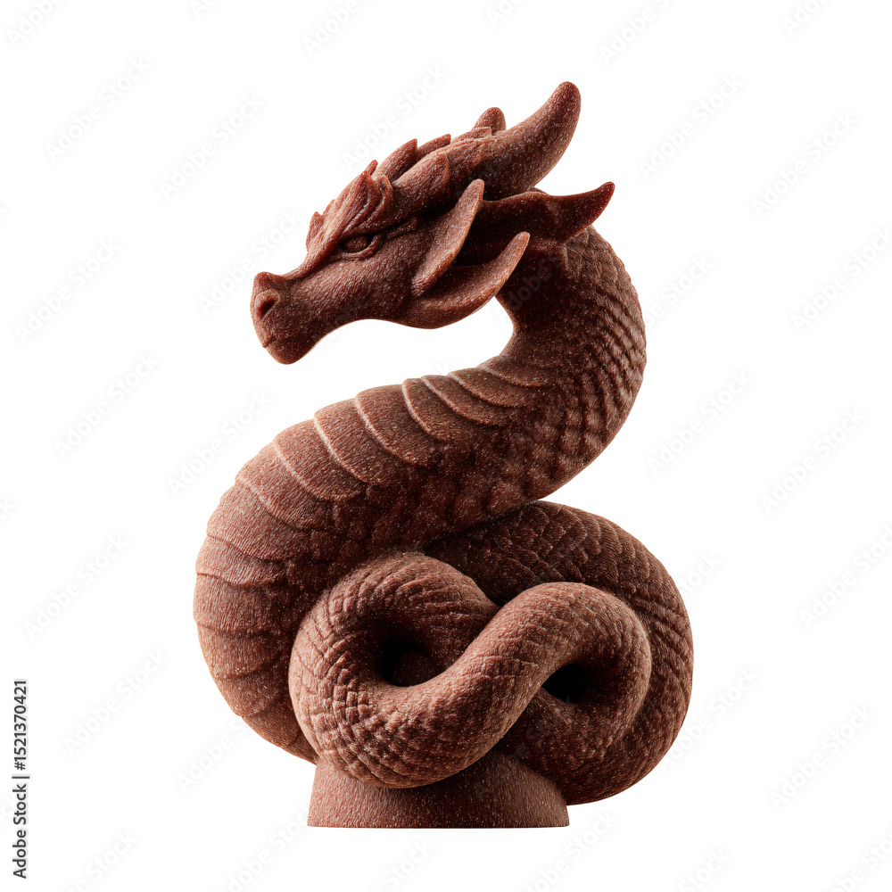 Fototapeta premium Golden Chinese dragon sculpture, an isolated Asian reptile art decoration