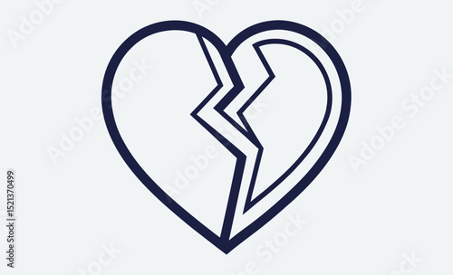 Broken heart icon, heartbreak symbol vector, flat heart illustration