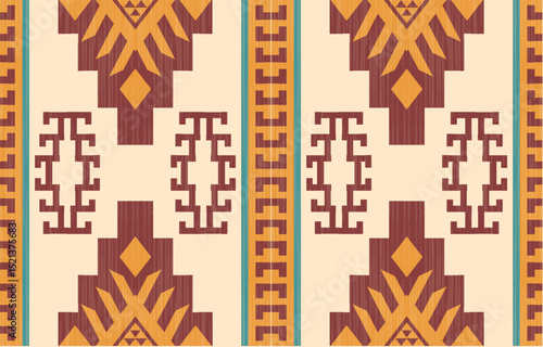 Ethnic abstract ikat art. Fabric Morocco, geometric pattern color oriental. Design for background textile, fabric, curtain, carpet, wallpaper, clothing, wrapping, Batik.