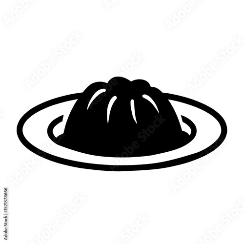 Minimalist black silhouette of haggis on a plate against a white background