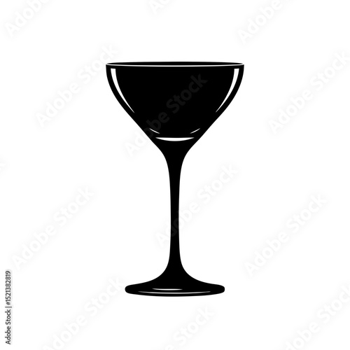 Silhouette of a champagne coupe glass on transparent background, beverage concept
