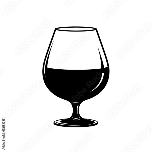 Silhouette of a cognac glass on transparent background, beverage concept
