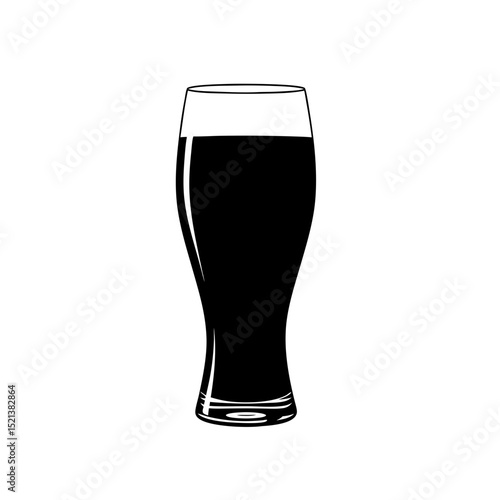 Silhouette of a beer glass on transparent background, beverage concept