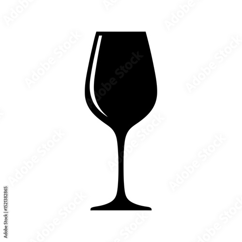 Silhouette of a wine glass on transparent background, beverage concept
