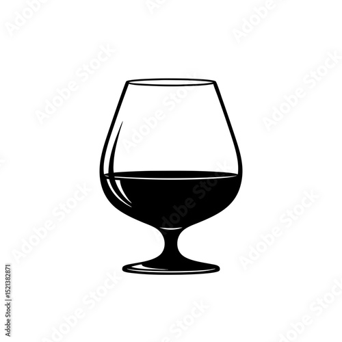 Silhouette of a brandy glass on transparent background, beverage concept
