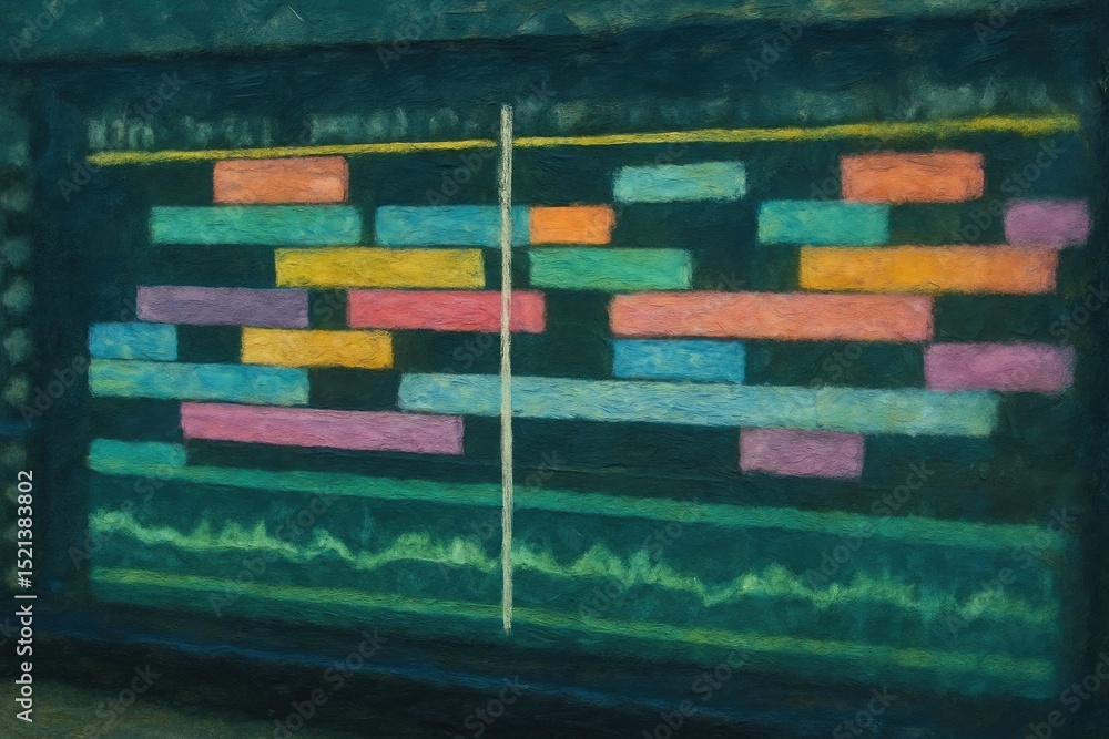 Obraz premium Abstract colorful audio waveform visualization