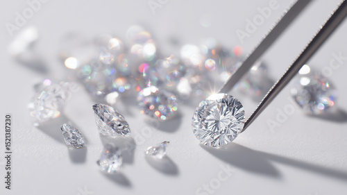 ピンセットで扱う宝石ダイヤ