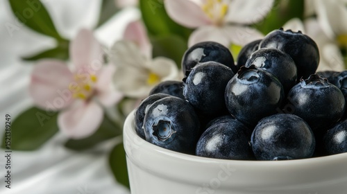 Wallpaper Mural A bowl of fresh blueberries surrounded by delicate flowers. Torontodigital.ca