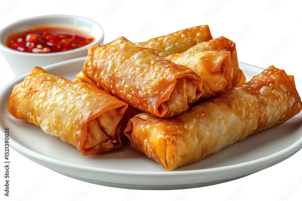 Spring rolls plate isolated on transparent background. PNG. Spring rolls plate isolated on transparent background. PNG.