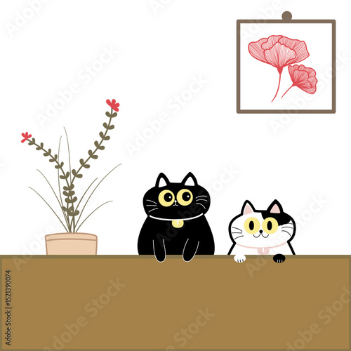 cute funny cats design. Cartoon for coloring page, card, postcard, poster, wallpaper, social and design work.
