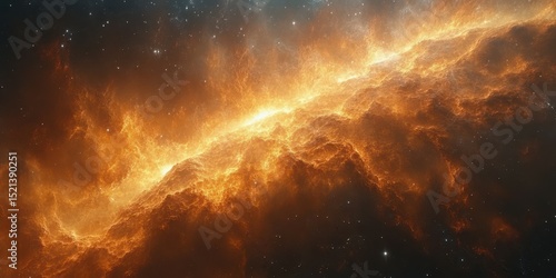 Galactic nebula illuminated by fiery colors and surrounded by stars in deep space exploration