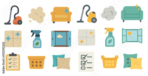 Home cleaning essentials and cozy living room design elements