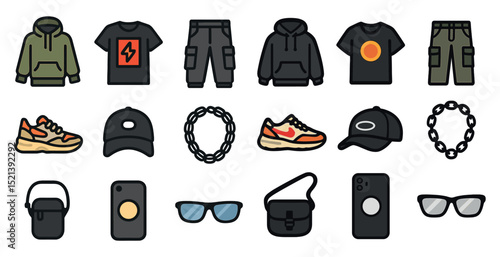 Casual fashion elements for modern streetwear design and style