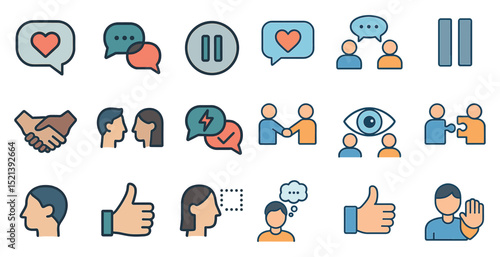 Communication and interaction icons for digital and print design