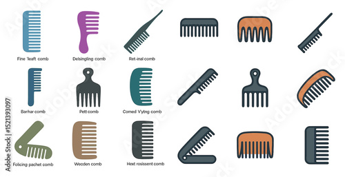 Diverse collection of hair combs for styling and care