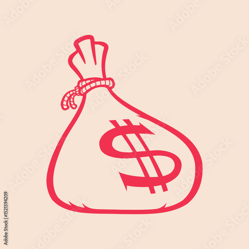 Money Bag trendy artwork aesthetic abstract vector illustration colorful practical design