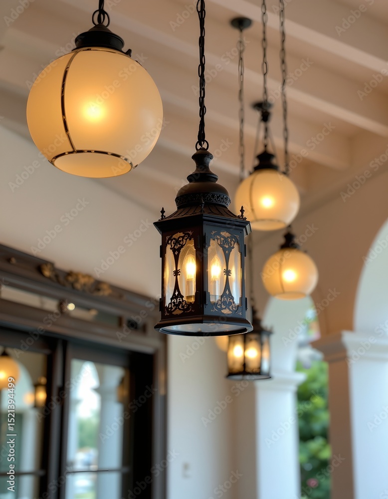 Obraz premium lanterns suspended with warm light