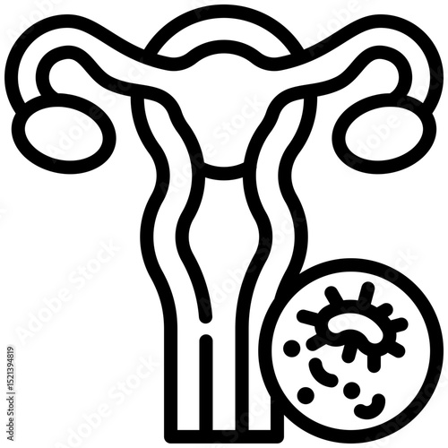 Endometrial cancer icon for cancer diagnosis, website, application, printing, document, poster design, etc