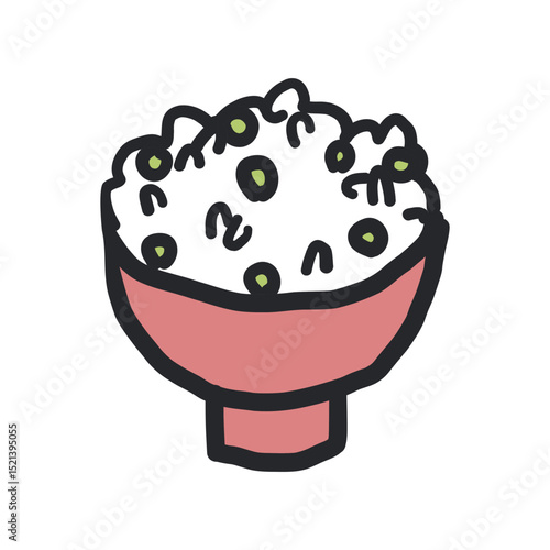 豆ご飯の線あり手描きイラスト。和食や食事のコンセプト