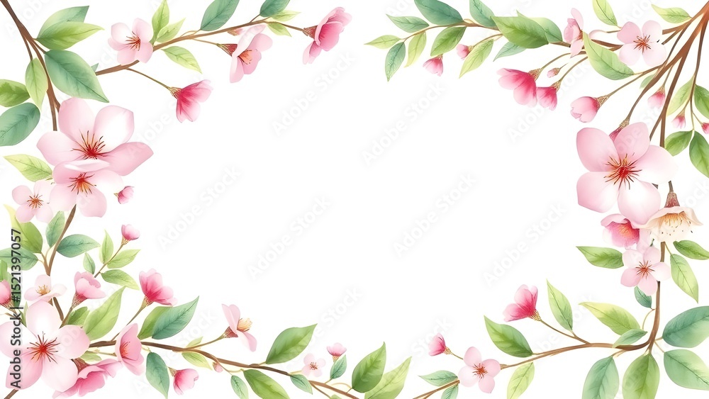 Fototapeta premium pink flowers frame