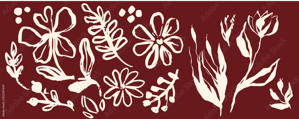 Hand-Drawn Botanical Clipart Collection
Set of hand-drawn botanical elements in a bold, organic ink style. Includes leaves, branches, and floral sketches—ideal for vintage branding, packaging, invit Hand-Drawn Botanical Clipart Collection
Set of hand-drawn botanical elements in a bold, organic ink style. Includes leaves, branches, and floral sketches—ideal for vintage branding, packaging, invit