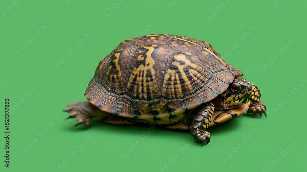 Eastern Box Turtle on Green Backdrop Eastern Box Turtle on Green Backdrop