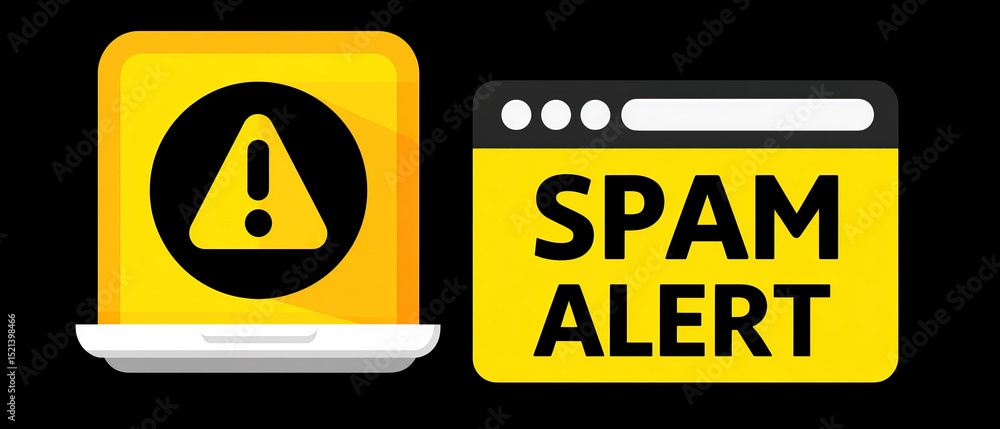 Obraz premium Spam alert and email warning symbol on laptop screen raise awareness for online security and email spam protection