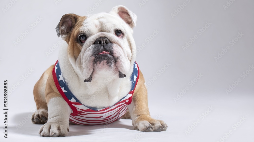 Obraz premium American Bulldog in Patriotic Outfit