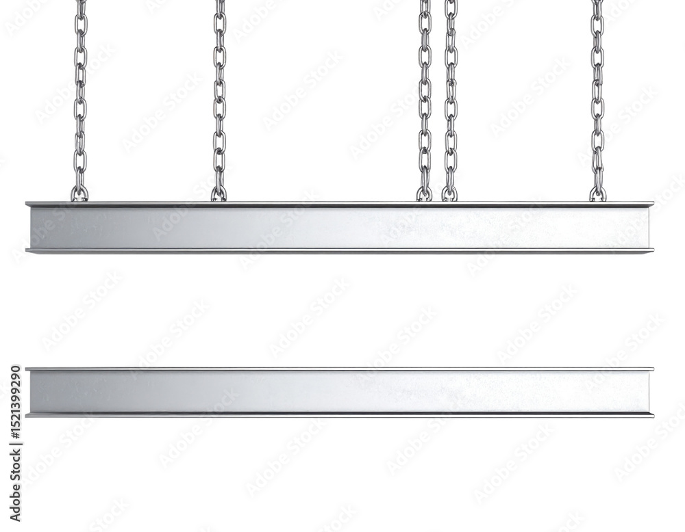 A modern linear pendant light fixture suspended by metal chains. A modern linear pendant light fixture suspended by metal chains.