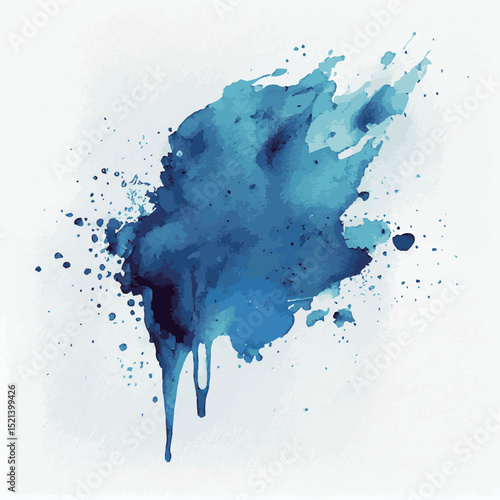 Watercolor blue ink colorful liquid drops or splash design, artistic background - Vector illustration