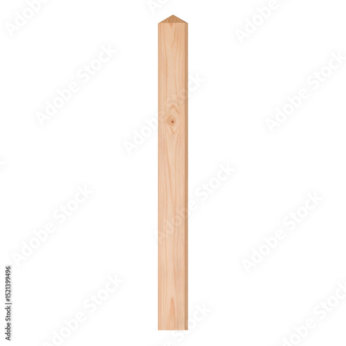 A long wooden stake with a pointed tip and visible wood grain.