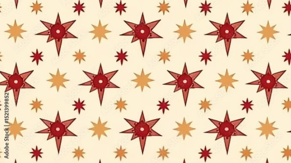 looping background, 4k vector animation, seamless retro pattern, maroon beige background, animated stars and dots, vintage vector loop, flat design animation, aesthetic seamless motion, minimal retro looping background, 4k vector animation, seamless retro pattern, maroon beige background, animated stars and dots, vintage vector loop, flat design animation, aesthetic seamless motion, minimal retro