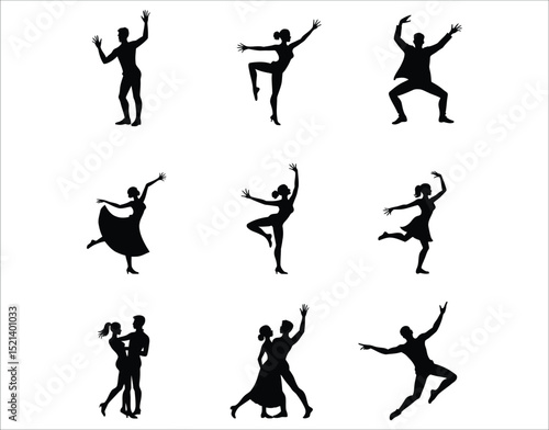Dynamic Dance Silhouette Clipart – EPS Vector Set