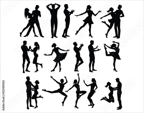 Energetic Dance Silhouettes – Black Flat Vector