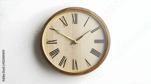 Wallpaper Mural Wooden Wall Clock With Gold Accents Torontodigital.ca